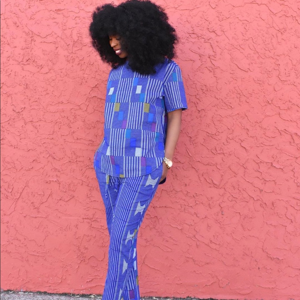 Two Piece African Print Top and Pant Set